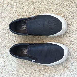 Black Leather Slip on Vans Sneakers women's size 9